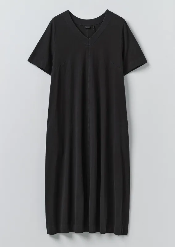 Cotton Jersey V Neck Dress | Washed Black sold by TOAST