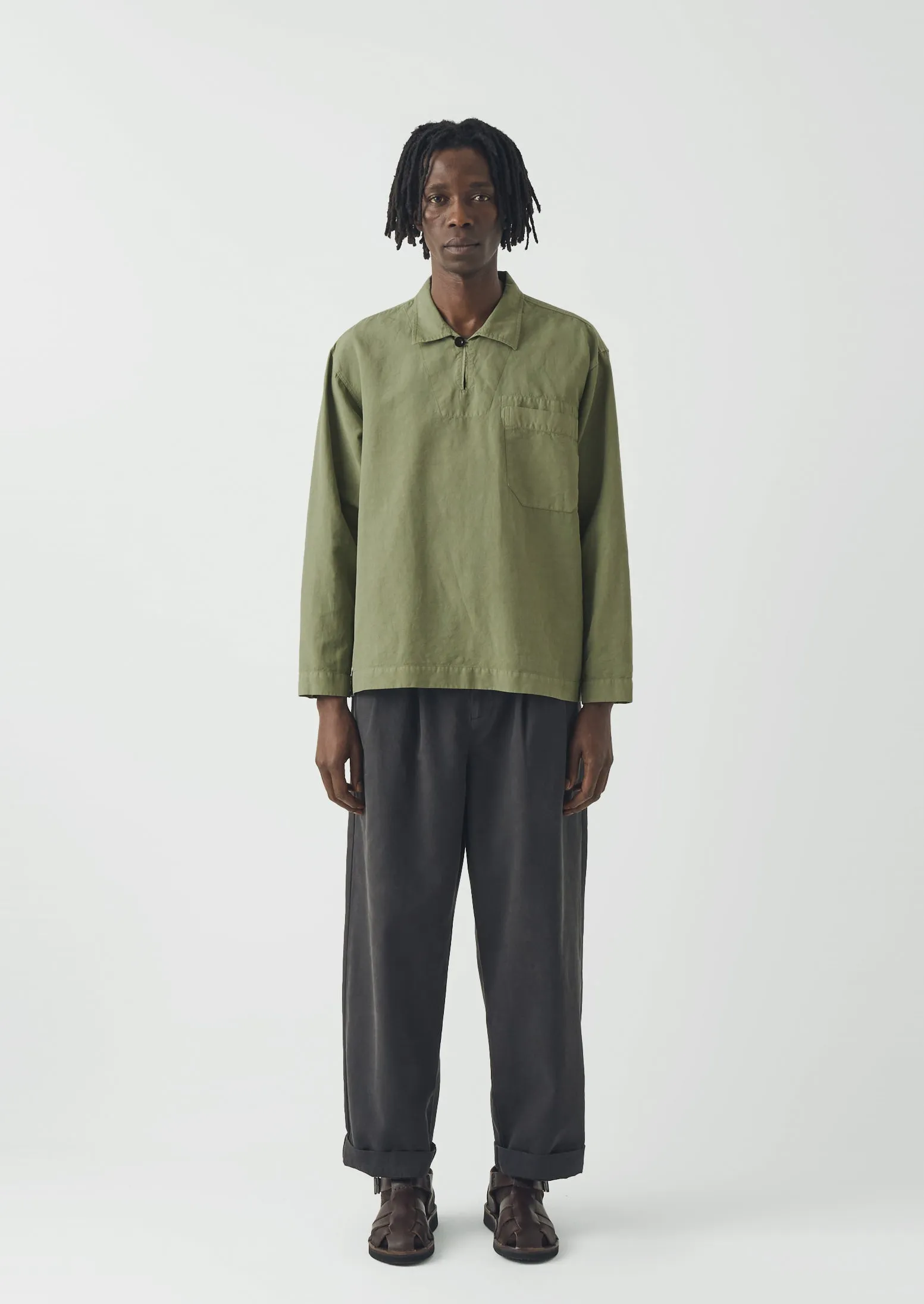 Cotton Linen Pull Over Shirt | Light Sage sold by TOAST product image thumbnail 2