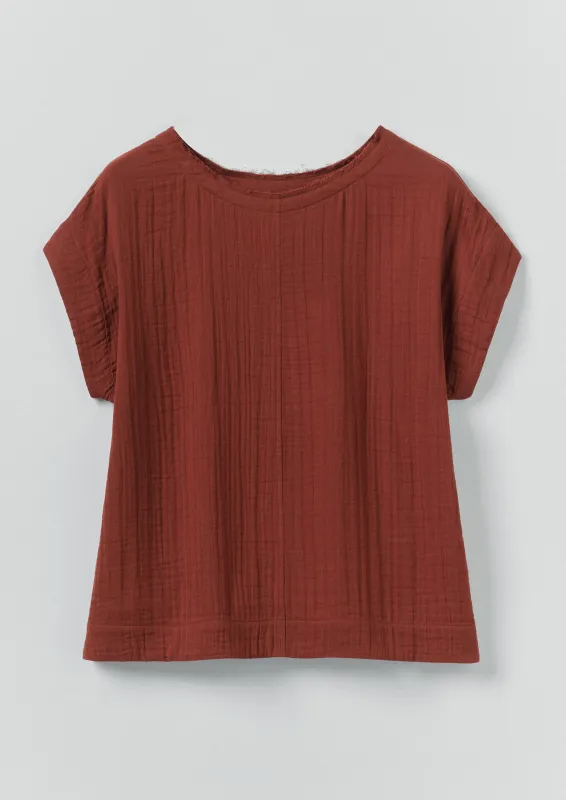 Crinkle Cotton Gauze Top | Tomato Red sold by TOAST