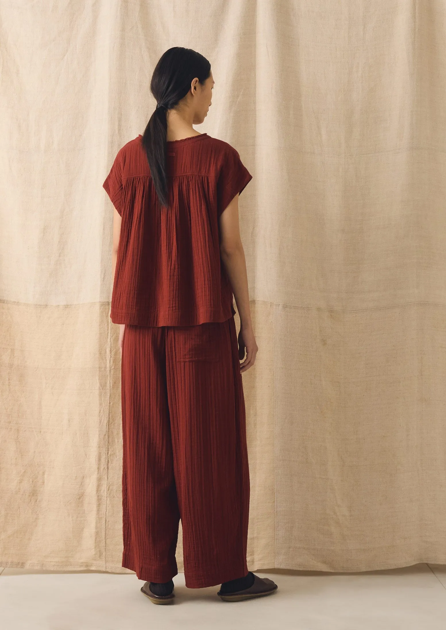 Crinkle Cotton Gauze Top | Tomato Red sold by TOAST product image thumbnail 5