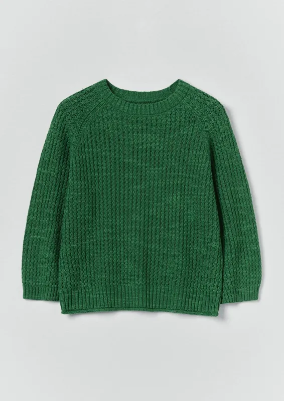 Textured Rib Linen Cotton Sweater | Viridian Green sold by TOAST