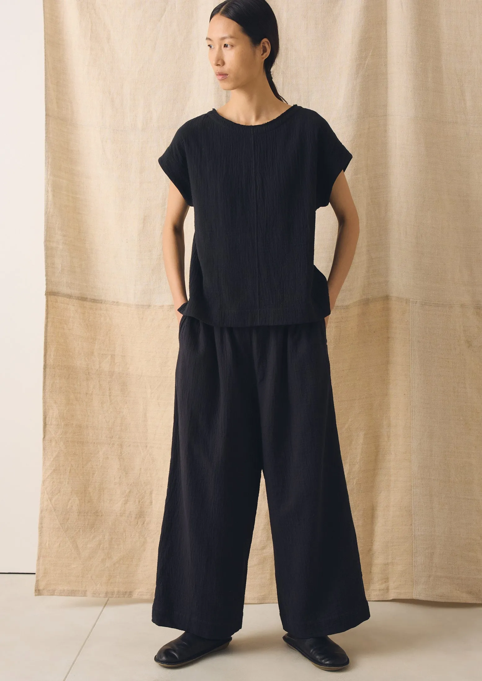 Crinkle Cotton Gauze Top | Blackberry sold by TOAST product image thumbnail 2