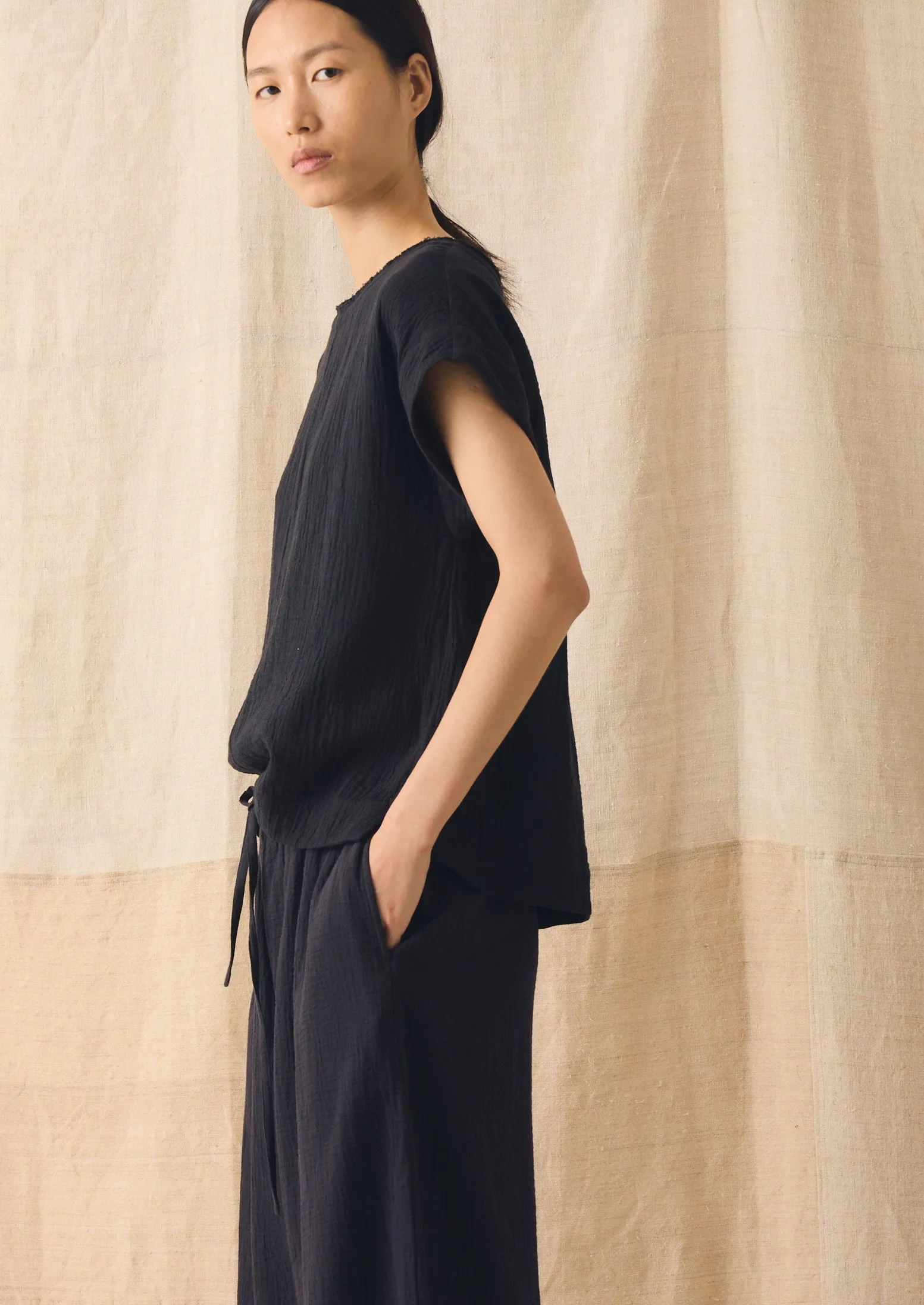 Crinkle Cotton Gauze Top | Blackberry sold by TOAST product image thumbnail 3