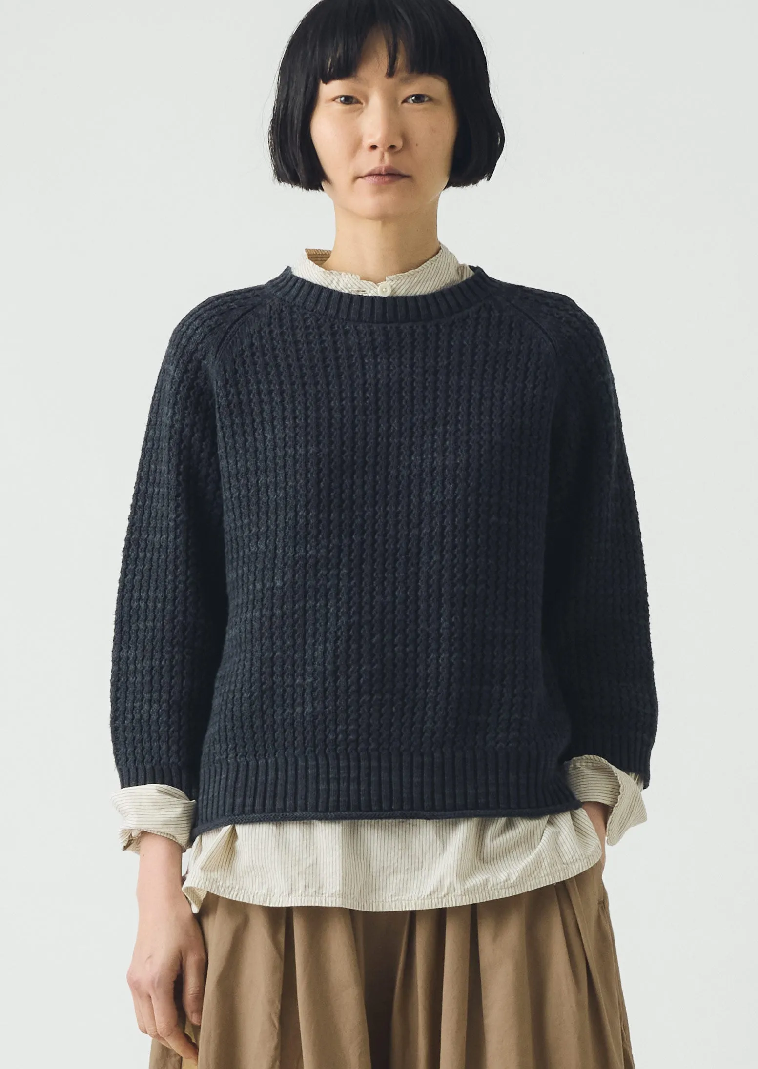 Textured Rib Linen Cotton Sweater | Dark Navy sold by TOAST product image thumbnail 2