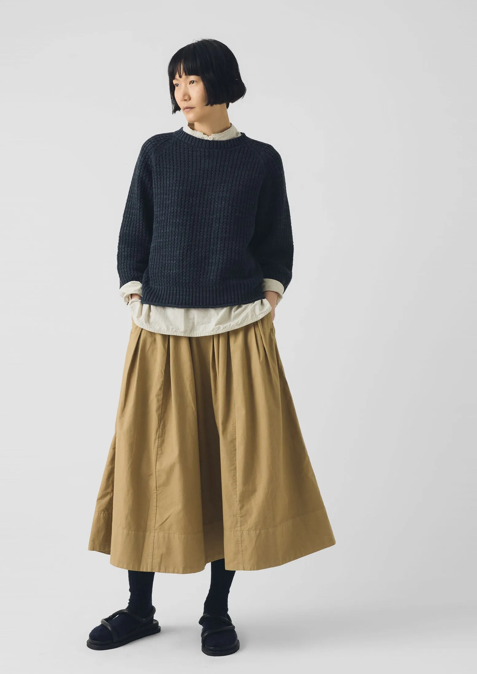 Textured Rib Linen Cotton Sweater | Dark Navy sold by TOAST product image thumbnail 3