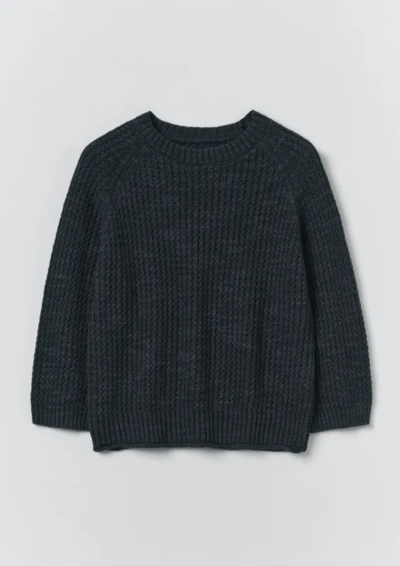 Textured Rib Linen Cotton Sweater | Dark Navy sold by TOAST