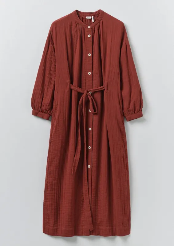 Gathered Crinkle Cotton Gauze Dress | Tomato Red sold by TOAST