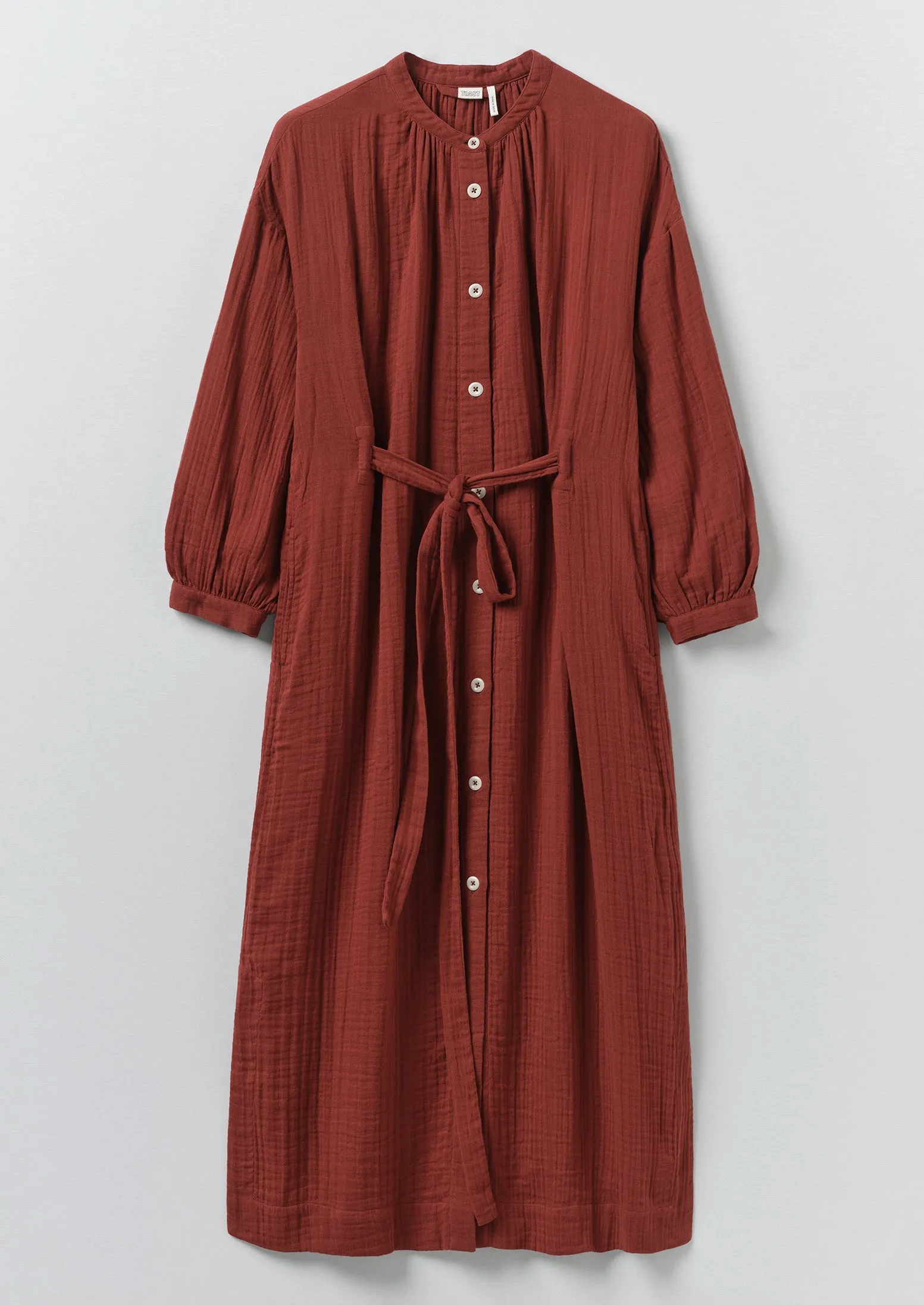 Gathered Crinkle Cotton Gauze Dress | Tomato Red sold by TOAST
