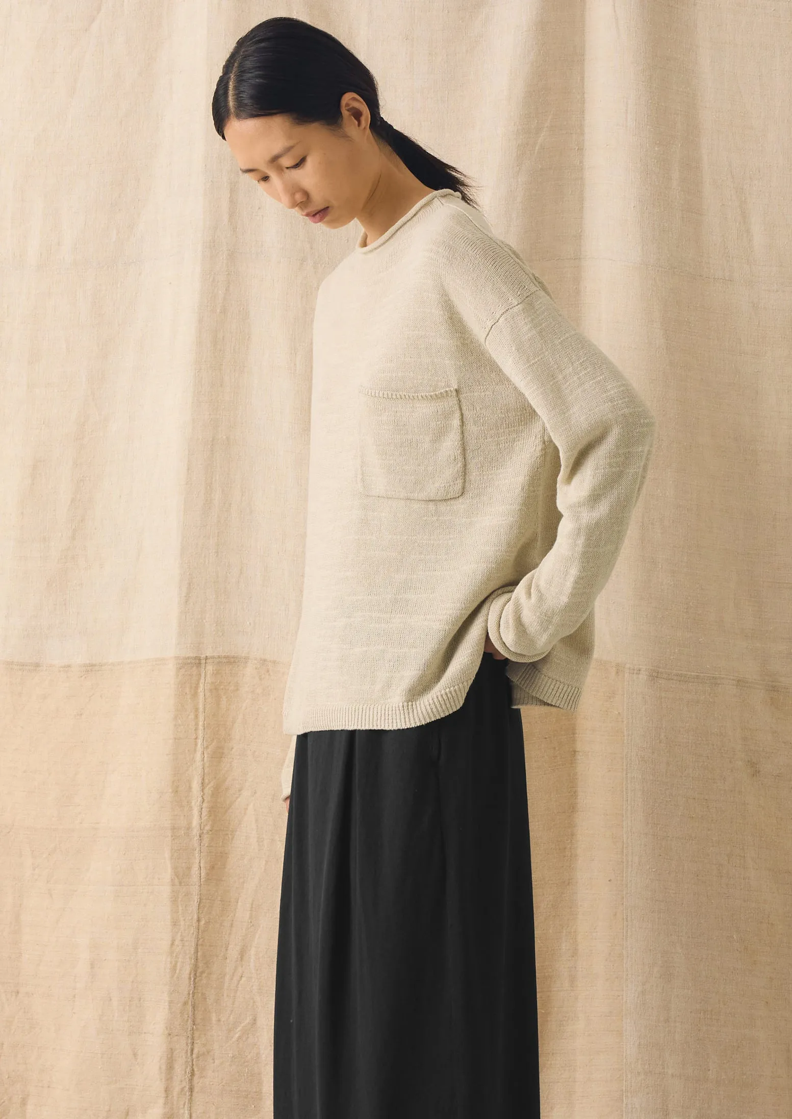 Linen Cotton Fine Knit Sweater | Parchment sold by TOAST product image thumbnail 2