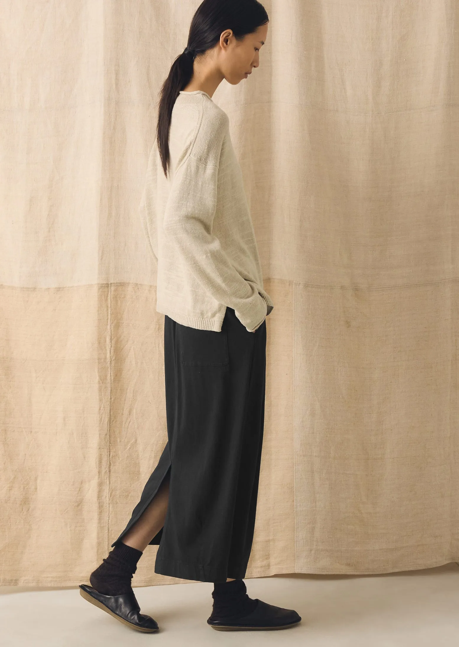 Linen Cotton Fine Knit Sweater | Parchment sold by TOAST product image thumbnail 4