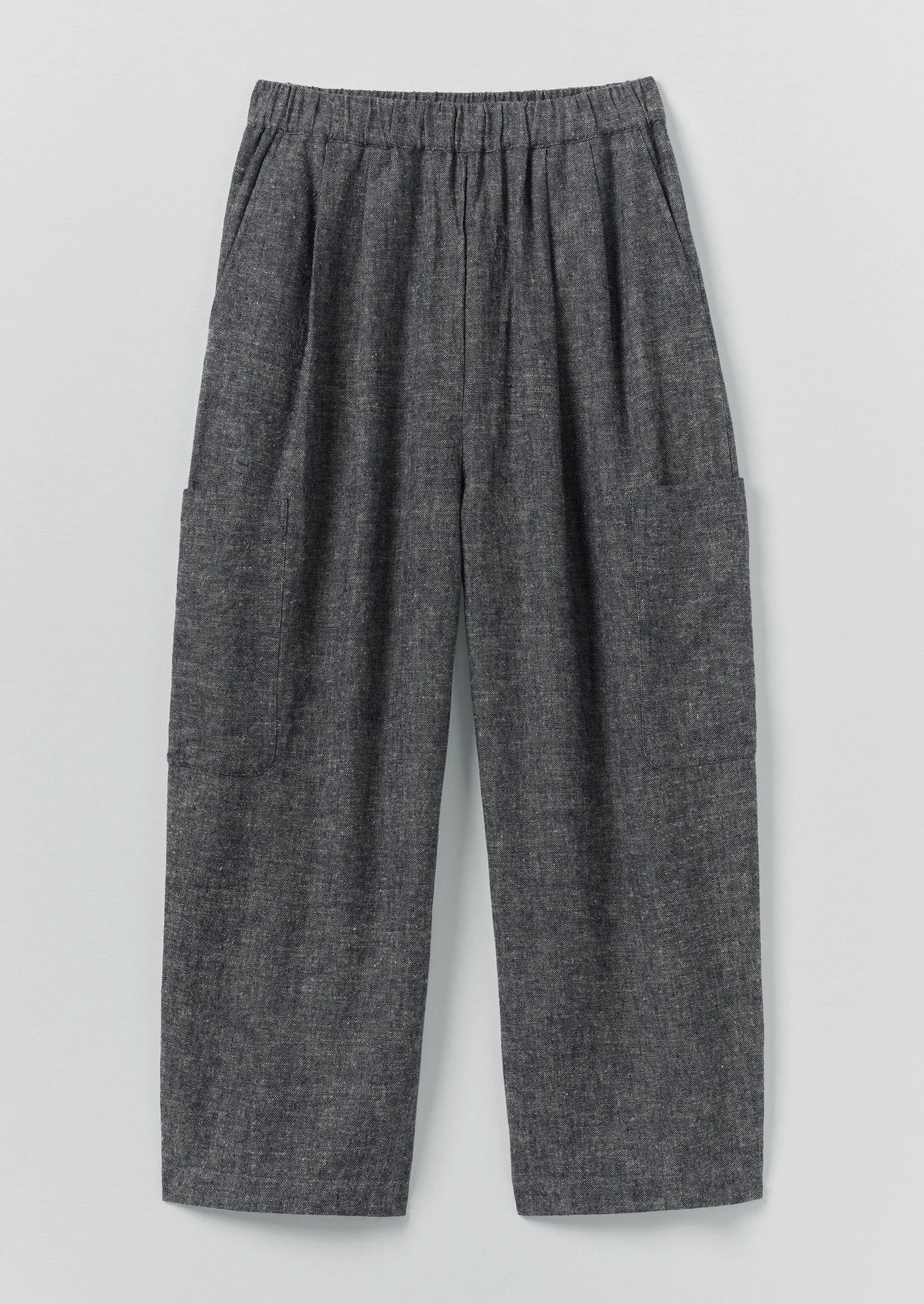 Linen Cotton Patch Pocket Trousers | Navy/Ecru sold by TOAST