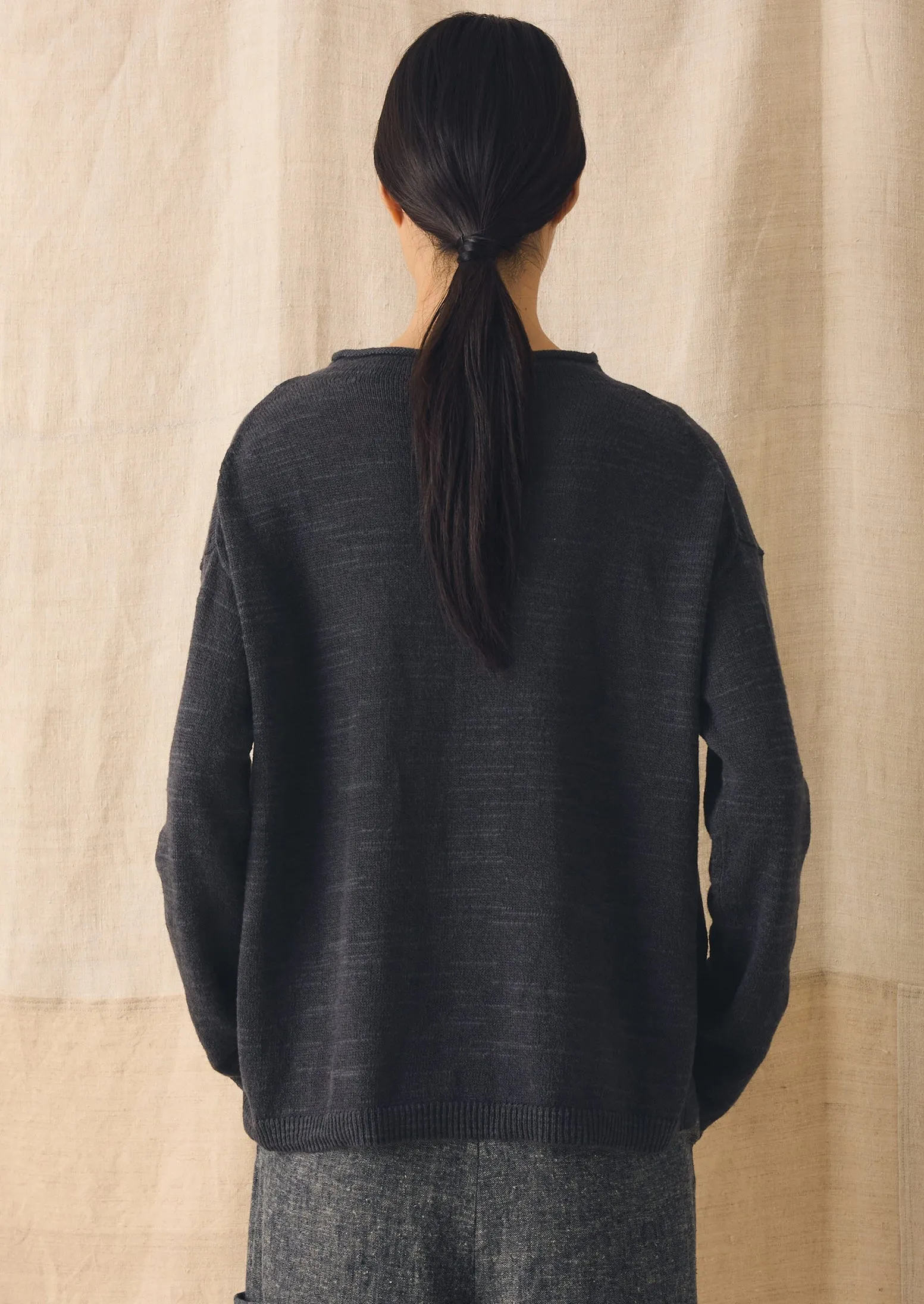 Linen Cotton Fine Knit Sweater | Dark Navy sold by TOAST product image thumbnail 5