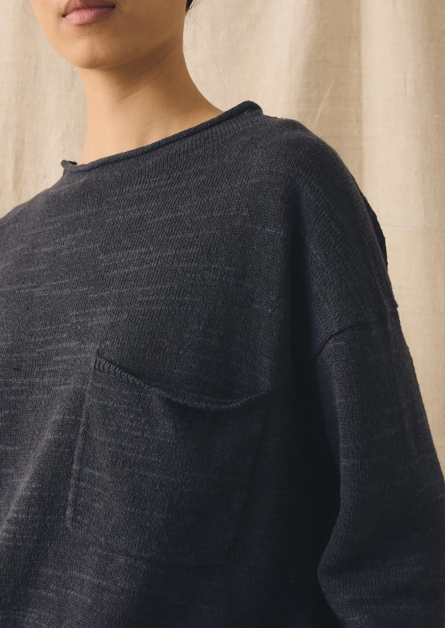 Linen Cotton Fine Knit Sweater | Dark Navy sold by TOAST product image thumbnail 3