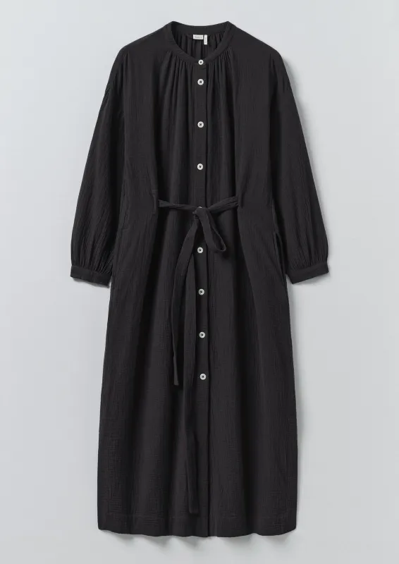 Gathered Crinkle Cotton Gauze Dress | Blackberry sold by TOAST