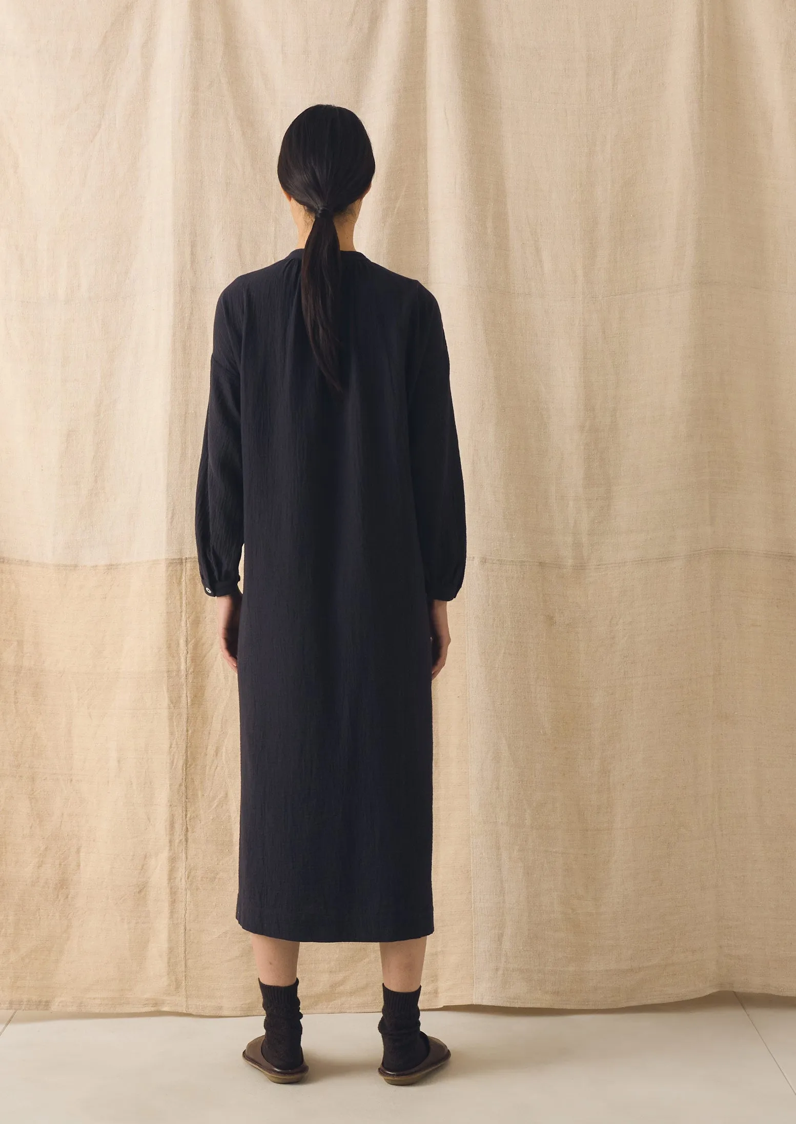 Gathered Crinkle Cotton Gauze Dress | Blackberry sold by TOAST product image thumbnail 5