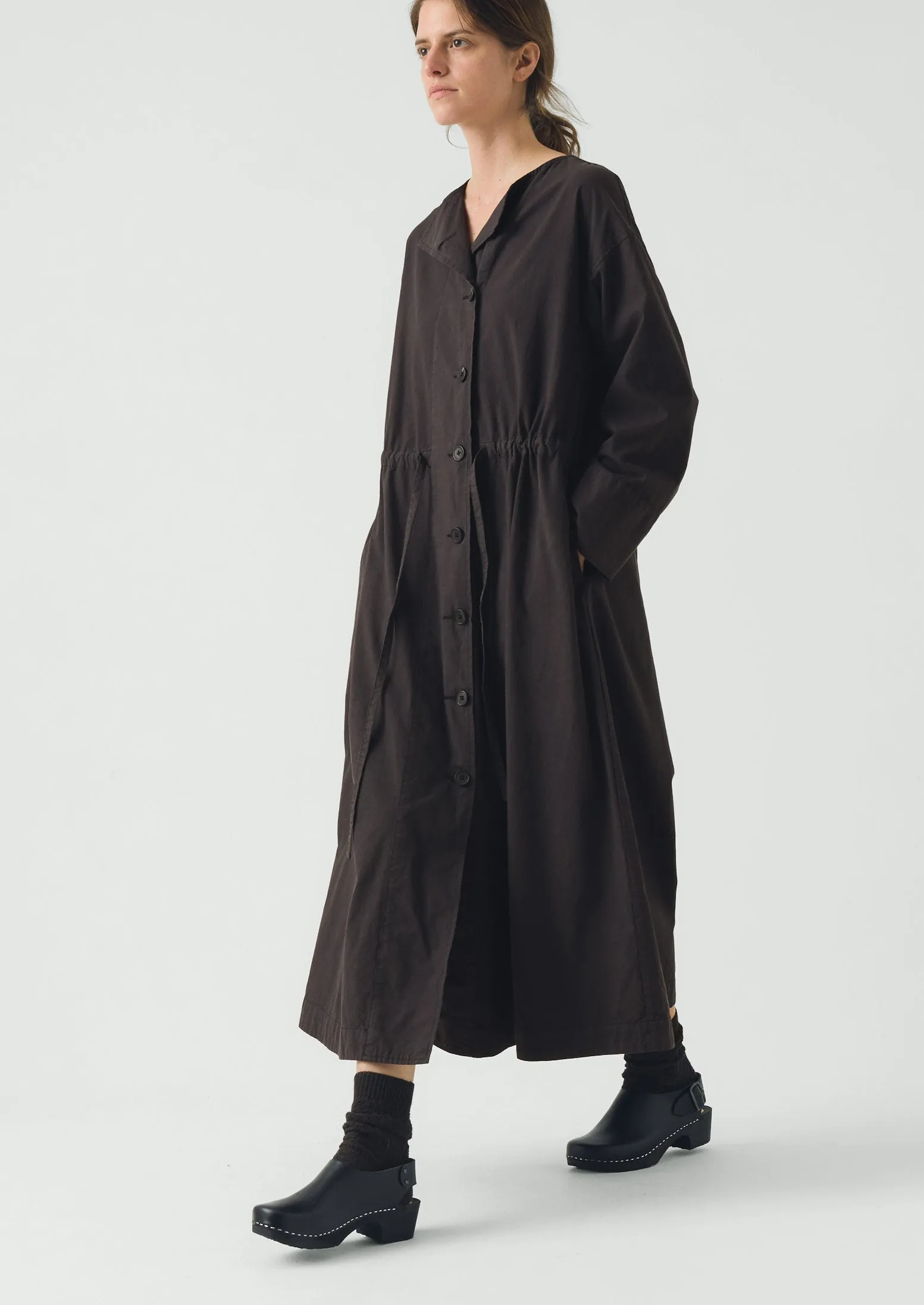 Button Through Cotton Linen Poplin Dress | Washed Black sold by TOAST product image thumbnail 2