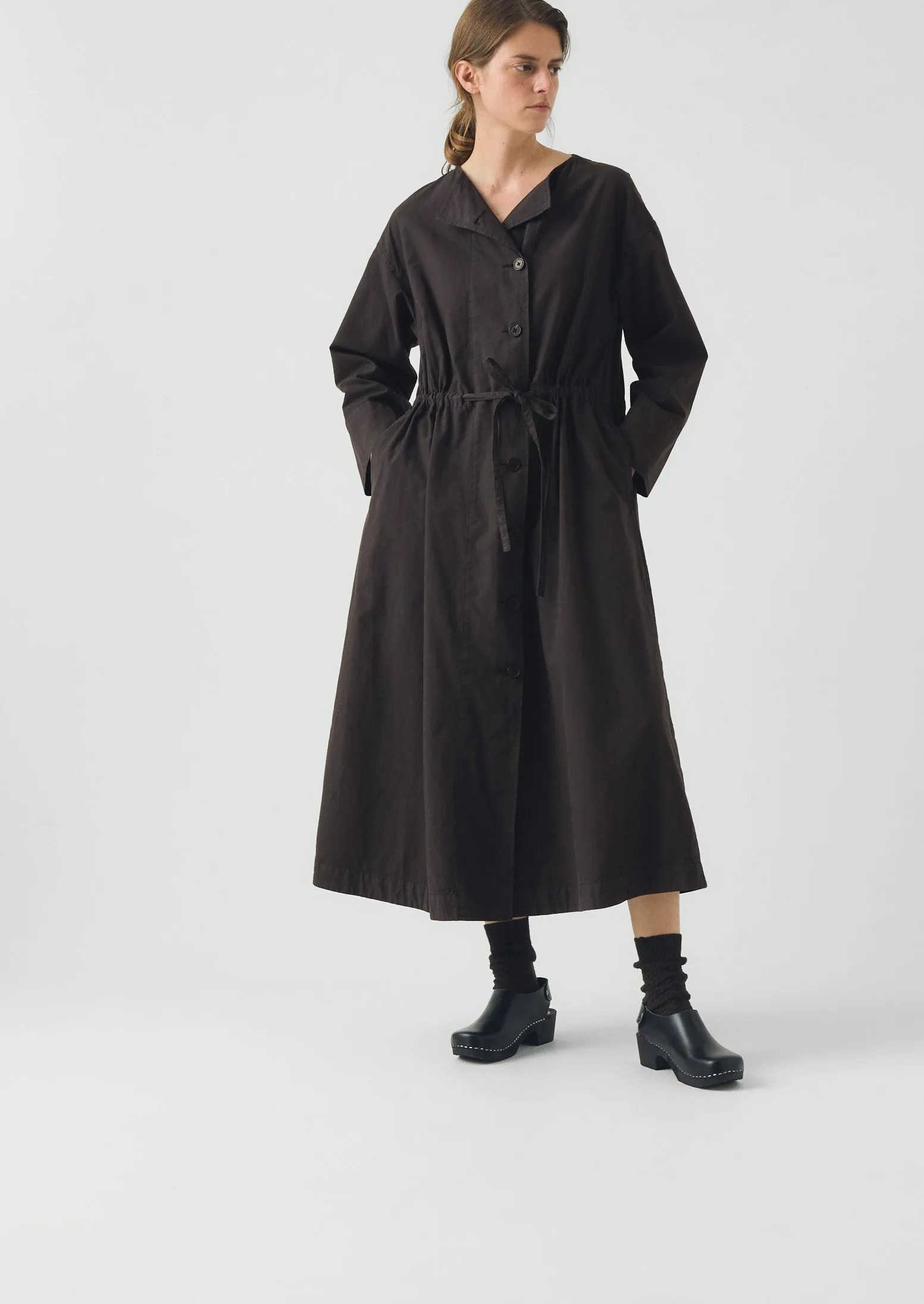 Button Through Cotton Linen Poplin Dress | Washed Black sold by TOAST product image thumbnail 3