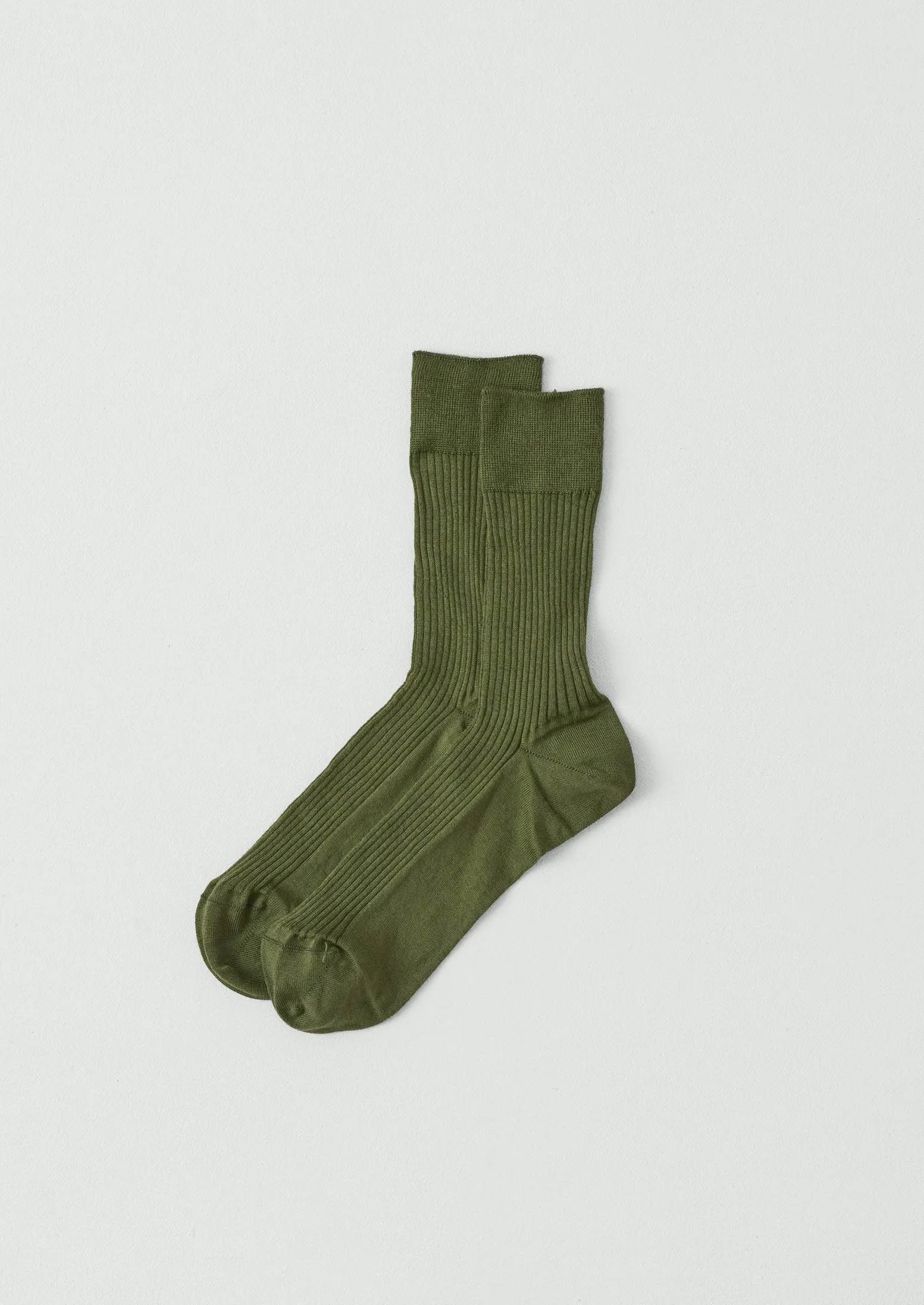 Maria La Rosa Organic Cotton Ribbed Socks | Khaki sold by TOAST