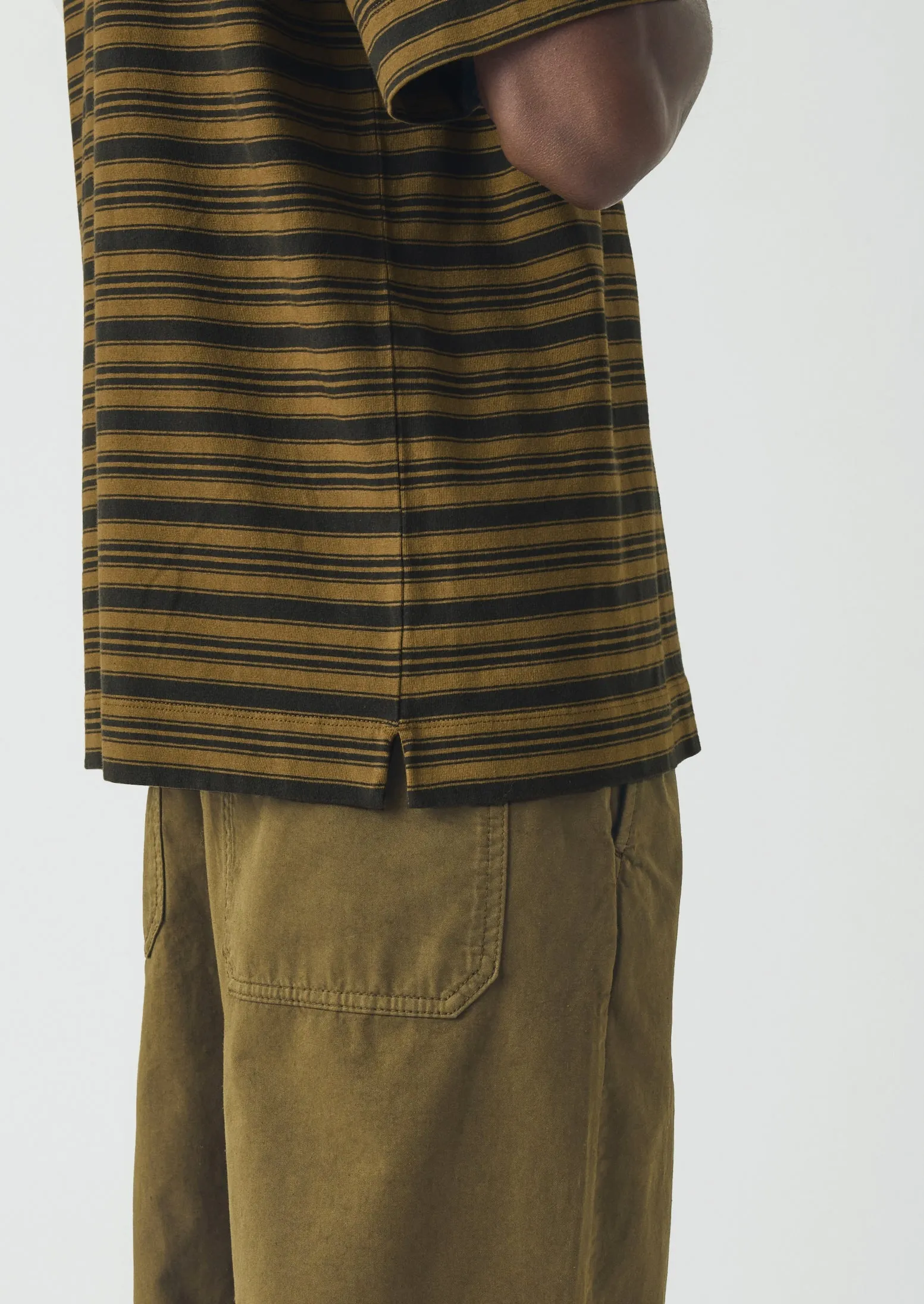 Overdyed Stripe Organic Cotton Tee | Blue Graphite/Woodland Green sold by TOAST product image thumbnail 5