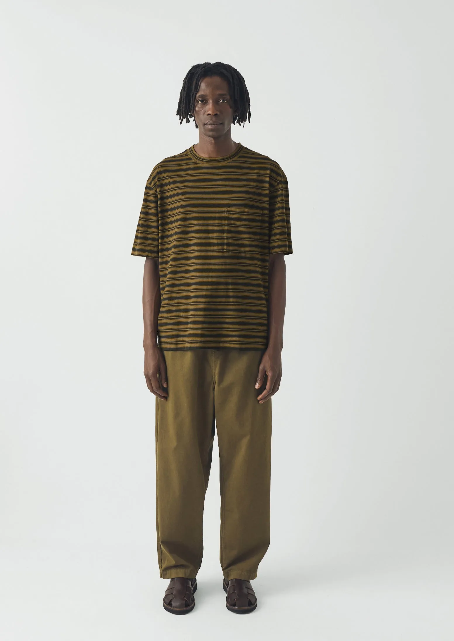 Overdyed Stripe Organic Cotton Tee | Blue Graphite/Woodland Green sold by TOAST product image thumbnail 2