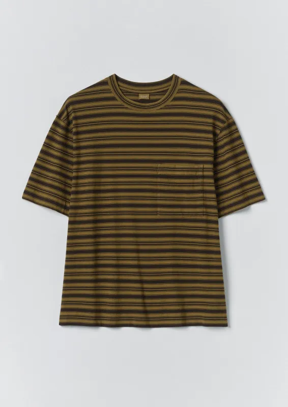 Overdyed Stripe Organic Cotton Tee | Blue Graphite/Woodland Green sold by TOAST