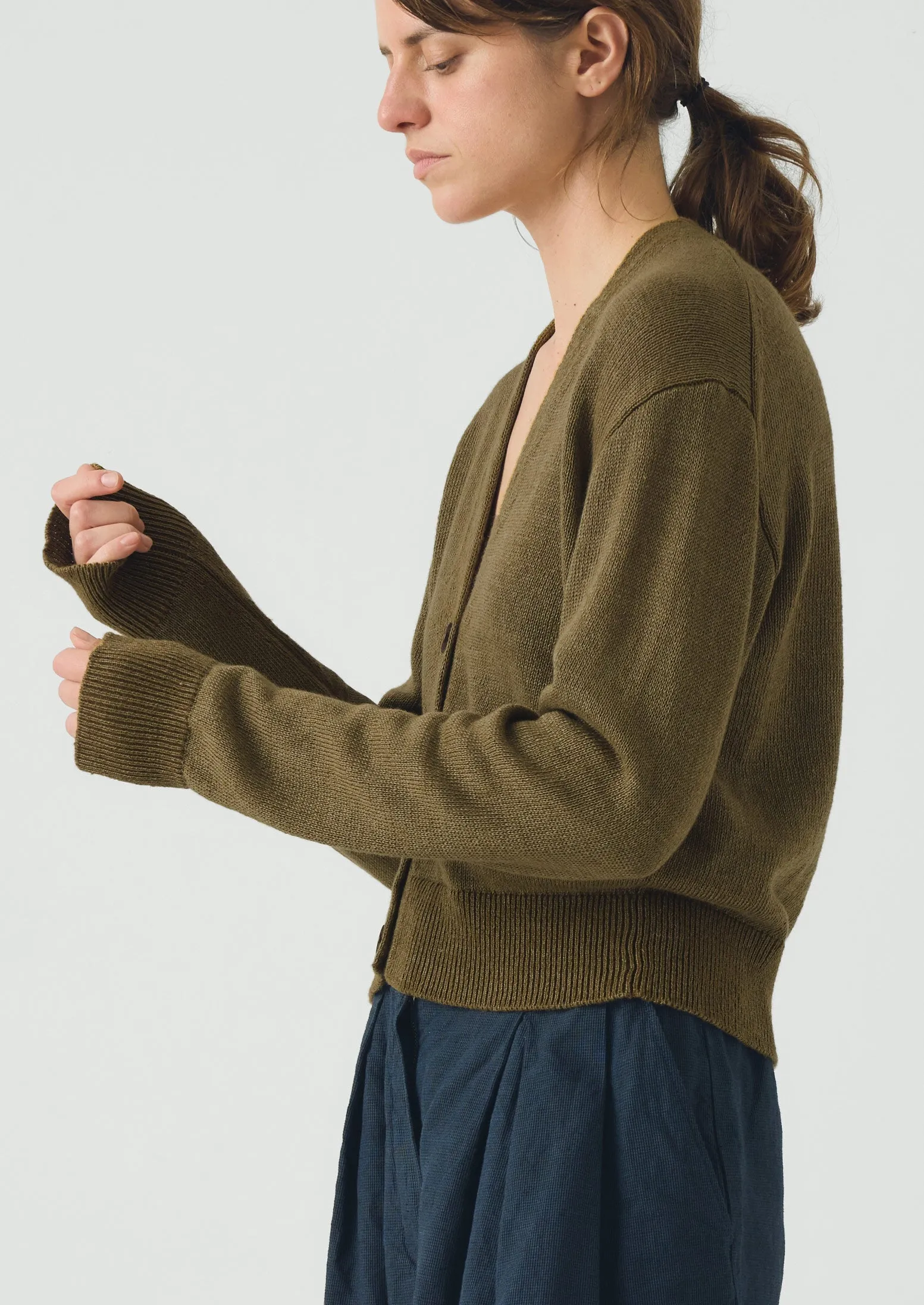 Wool Linen Patch Pocket Cardigan | Old Gold sold by TOAST product image thumbnail 2