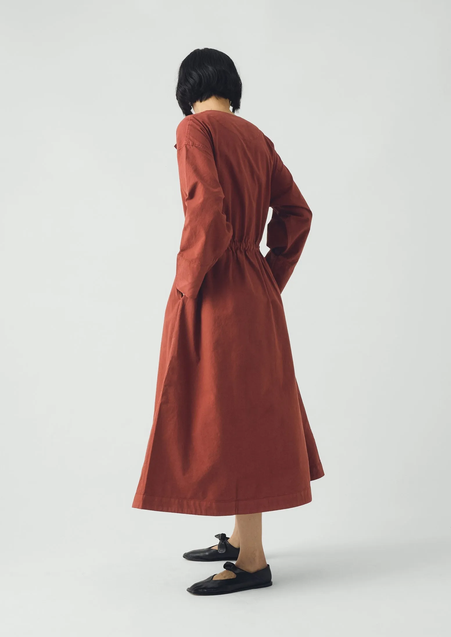 Button Through Cotton Linen Poplin Dress | Brick sold by TOAST product image thumbnail 4