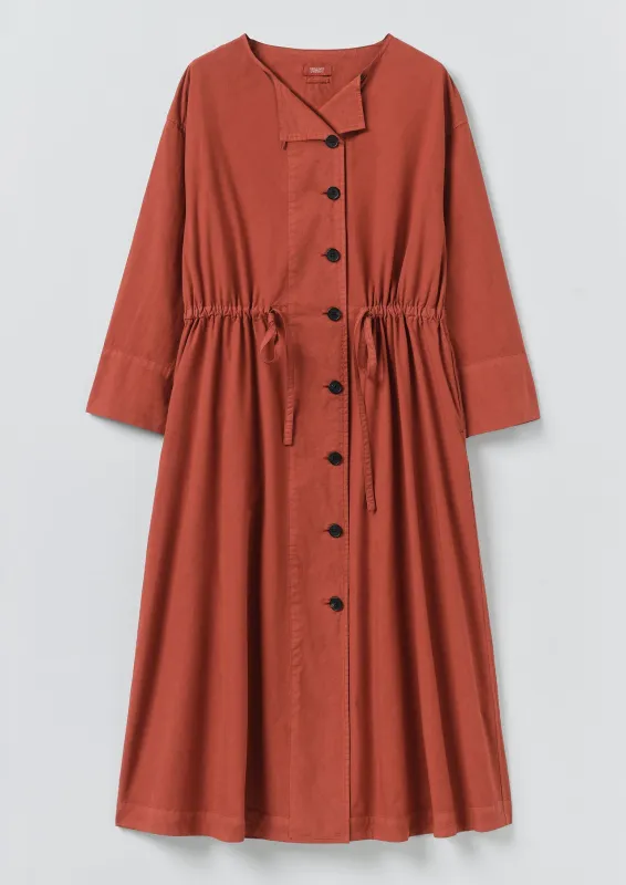 Button Through Cotton Linen Poplin Dress | Brick sold by TOAST