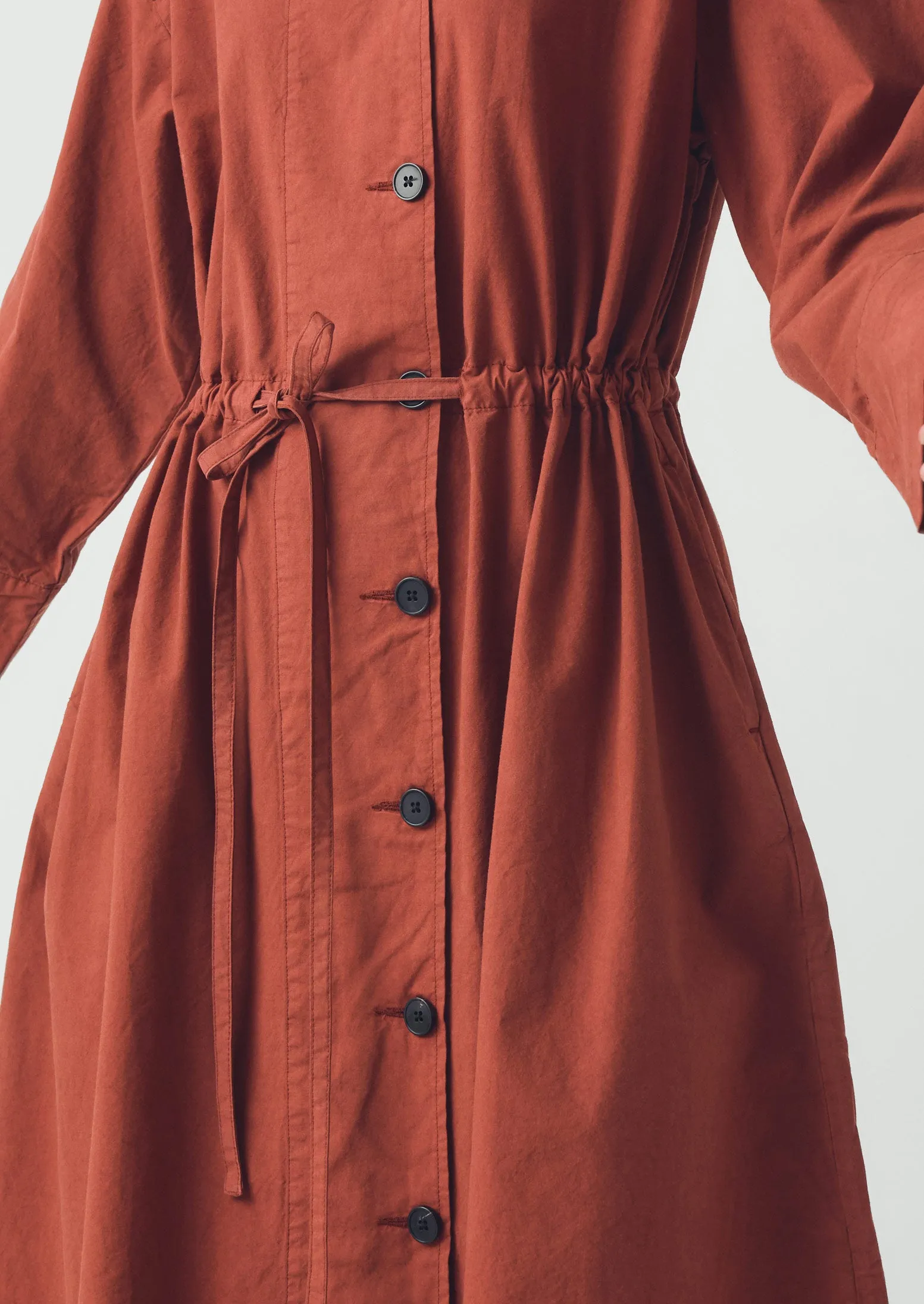 Button Through Cotton Linen Poplin Dress | Brick sold by TOAST product image thumbnail 5