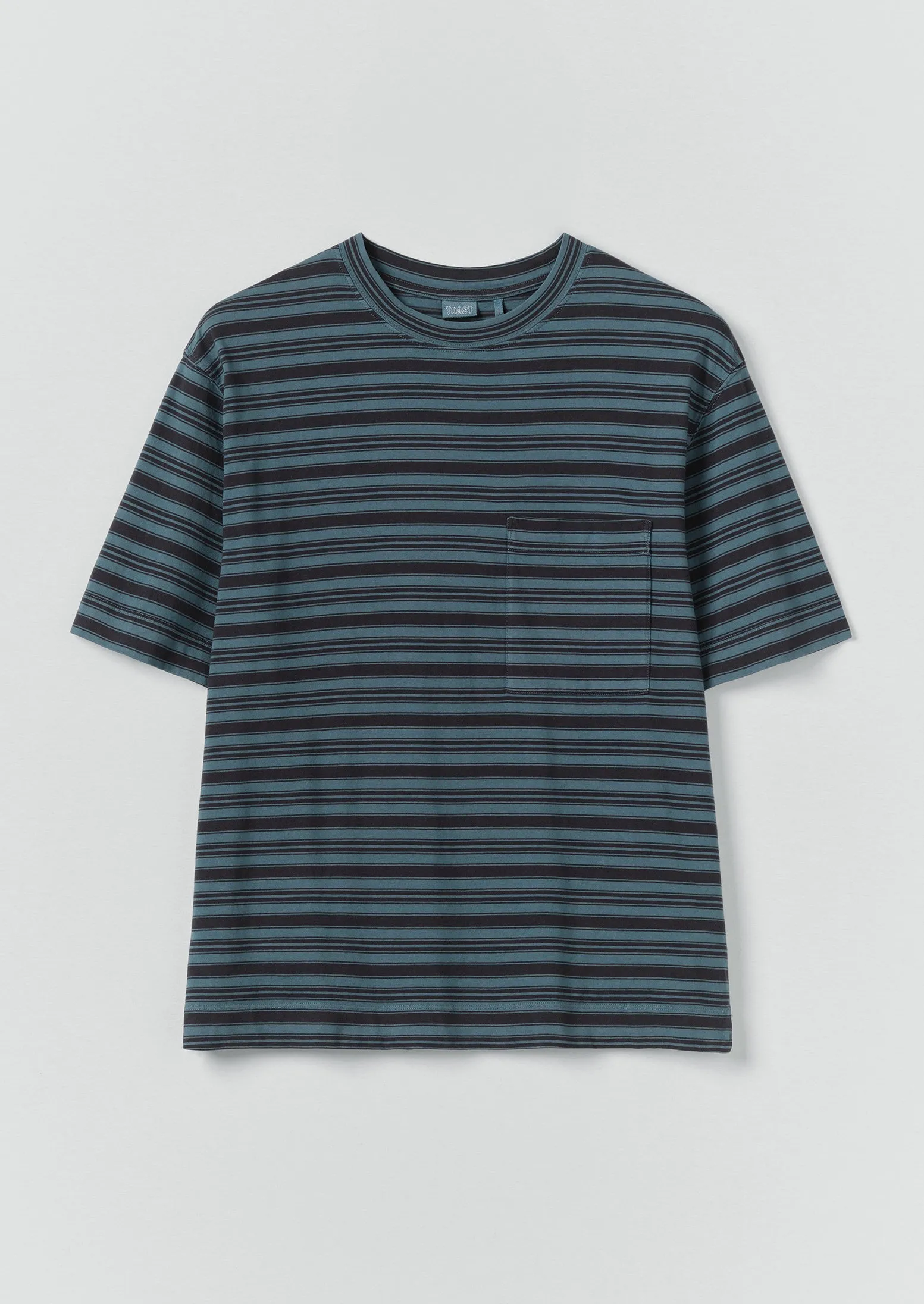 Overdyed Stripe Organic Cotton Tee | Blue Graphite/Mazarine Blue sold by TOAST