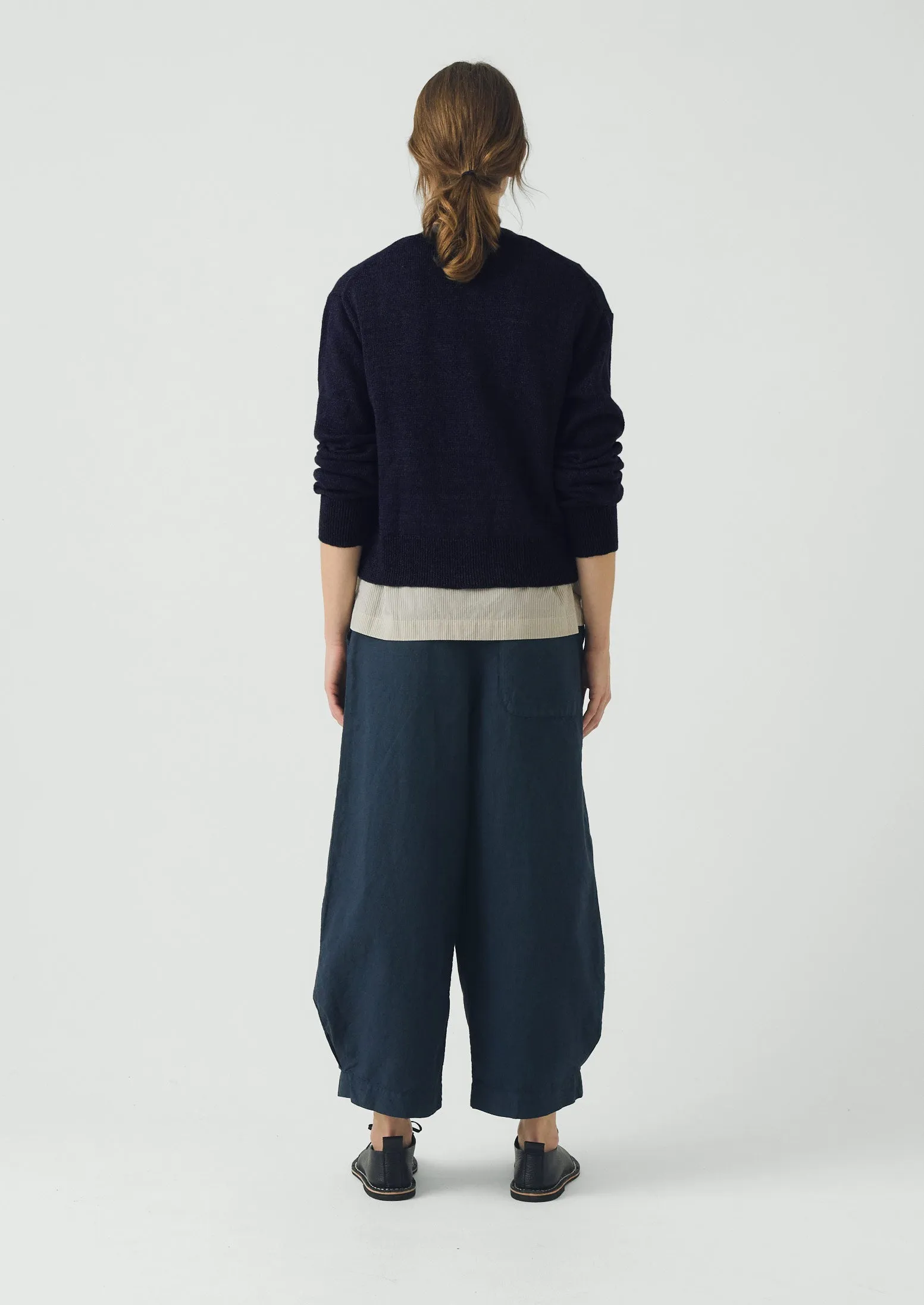 Wool Linen Patch Pocket Cardigan | Dark Navy sold by TOAST product image thumbnail 5