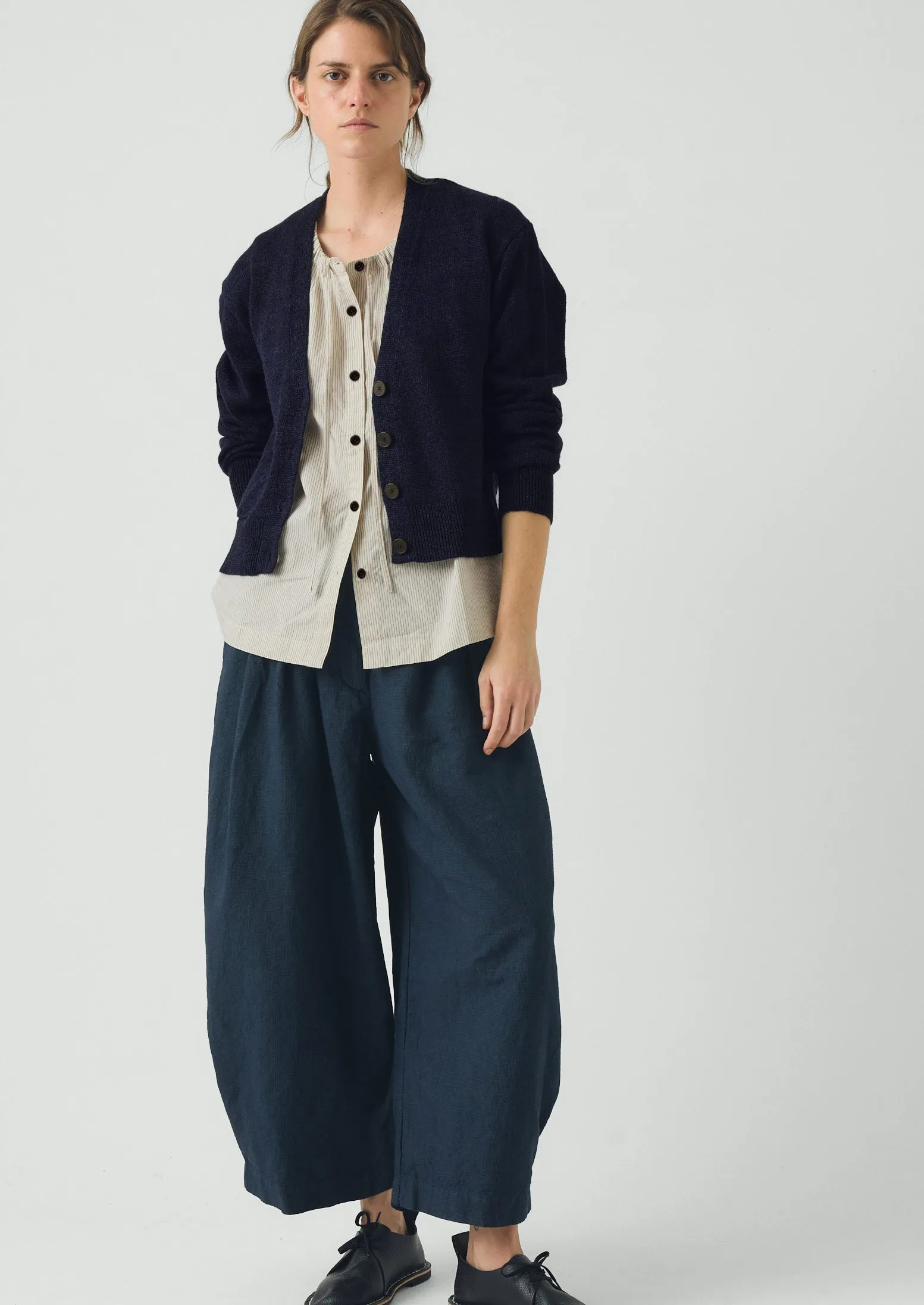 Wool Linen Patch Pocket Cardigan | Dark Navy sold by TOAST product image thumbnail 2