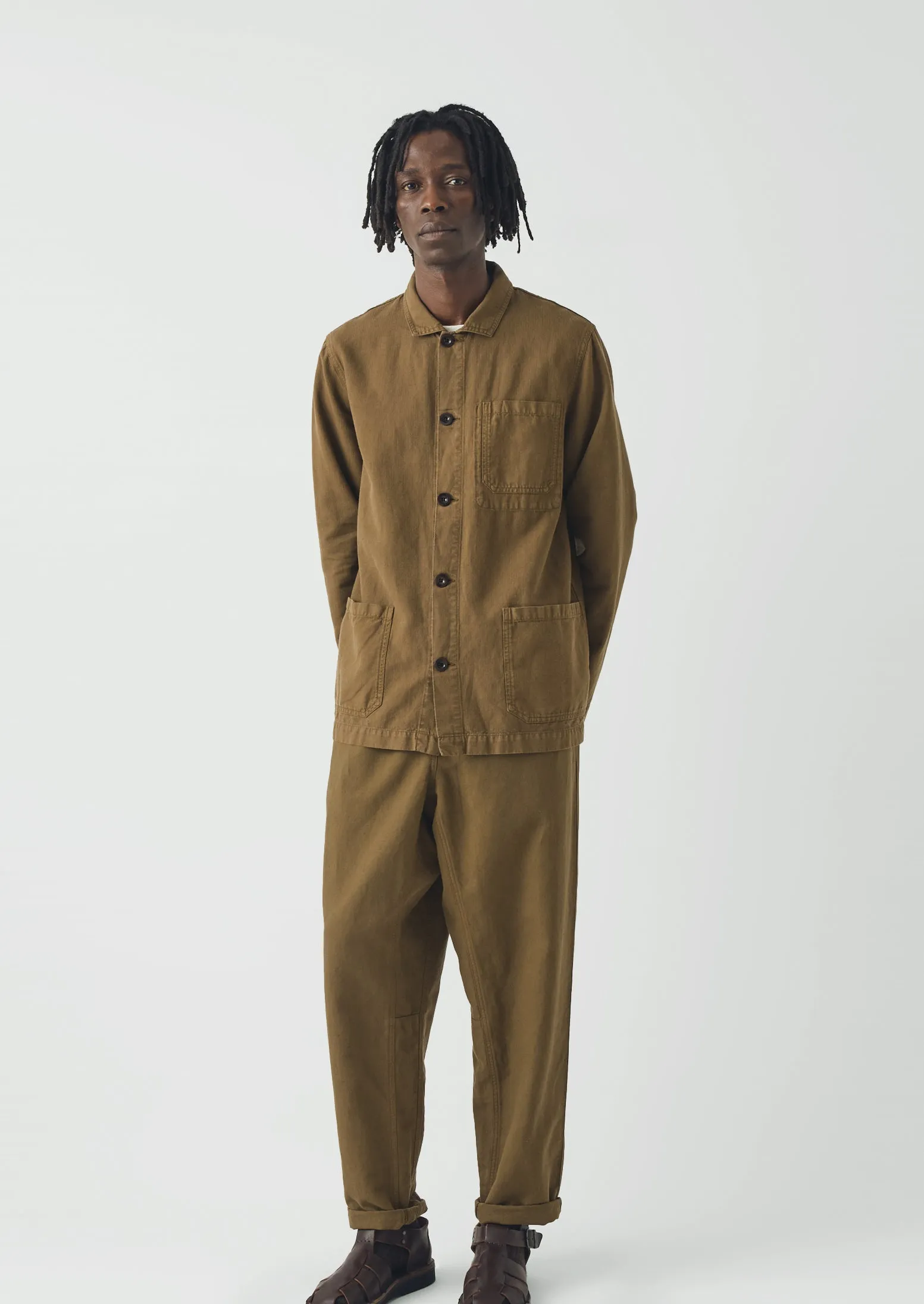 Alfie Garment Dyed Herringbone Trousers | Woodland Green sold by TOAST product image thumbnail 4