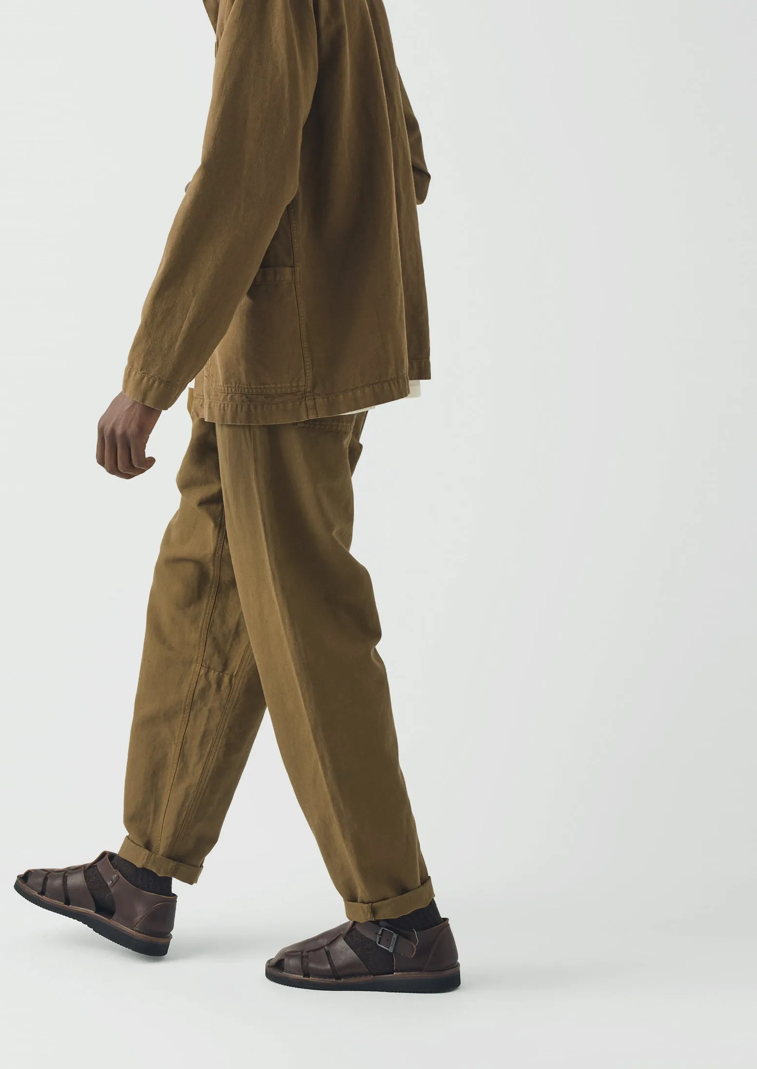 Alfie Garment Dyed Herringbone Trousers | Woodland Green sold by TOAST product image thumbnail 5