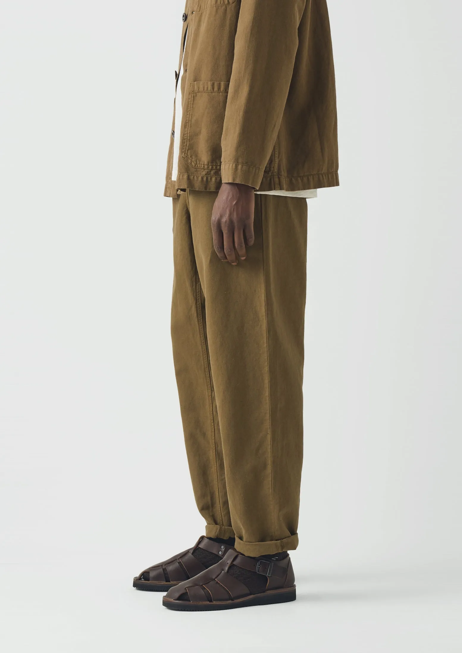 Alfie Garment Dyed Herringbone Trousers | Woodland Green sold by TOAST product image thumbnail 2