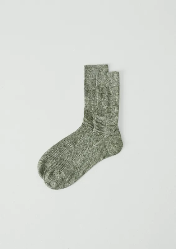 Maria La Rosa Linen Socks | Moss Green sold by TOAST