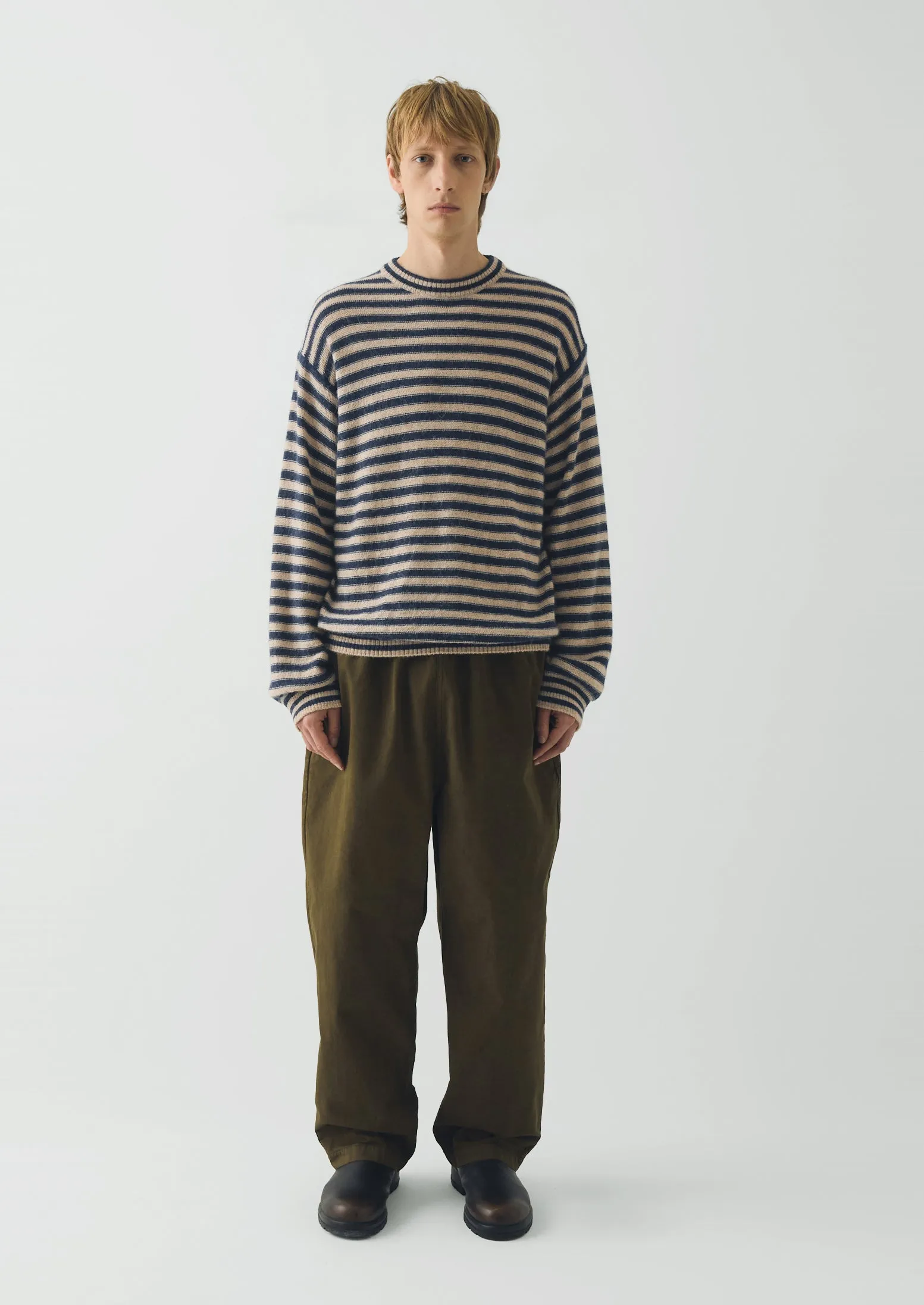 Stripe Alpaca Wool Sweater | Navy/Oatmeal sold by TOAST product image thumbnail 2