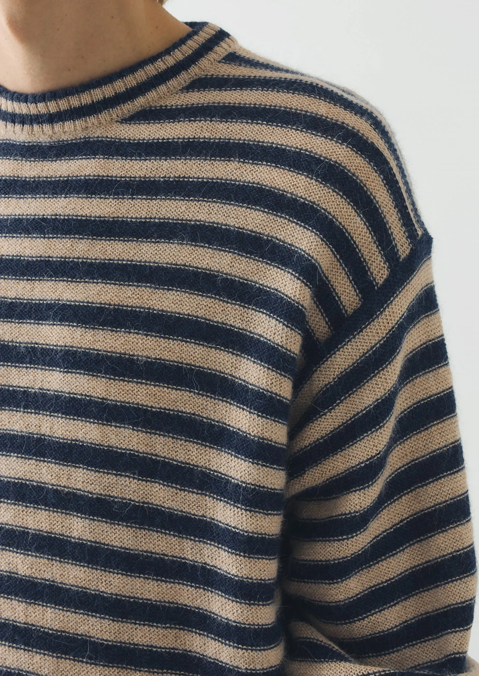 Stripe Alpaca Wool Sweater | Navy/Oatmeal sold by TOAST product image thumbnail 3