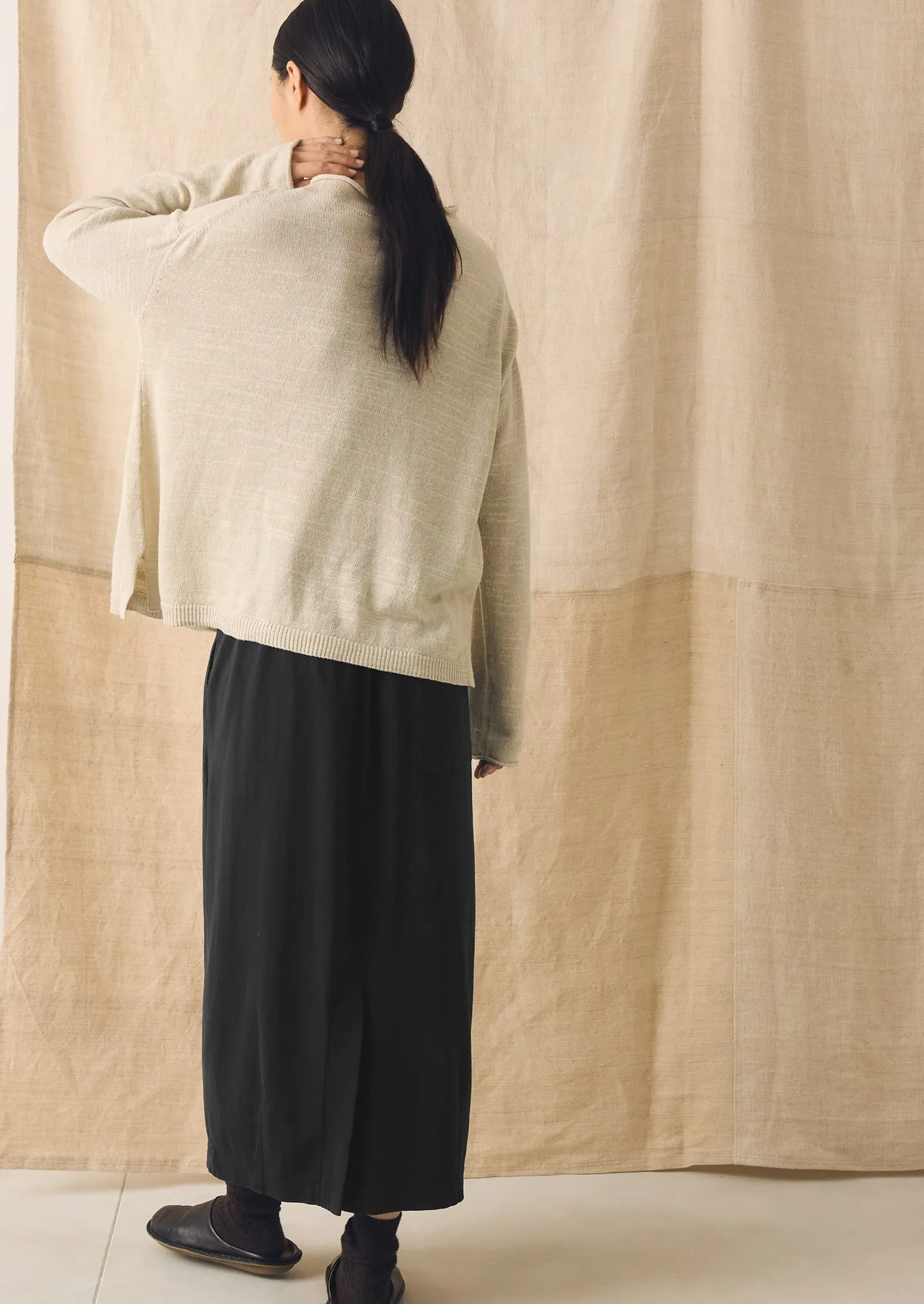 Cotton Jersey Pull On Skirt | Washed Black sold by TOAST product image thumbnail 5