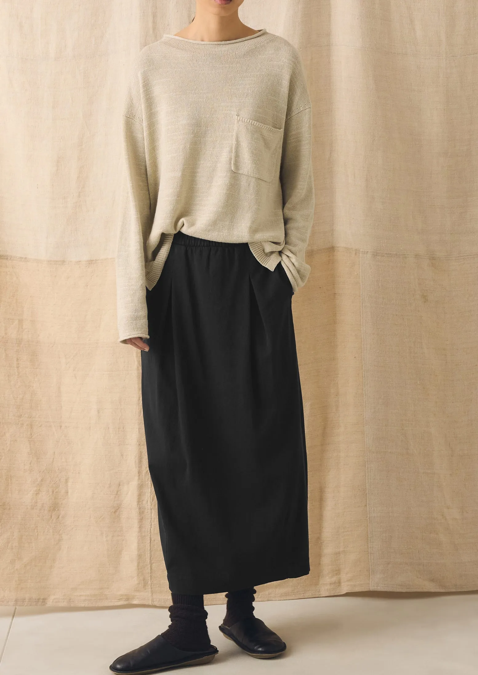 Cotton Jersey Pull On Skirt | Washed Black sold by TOAST product image thumbnail 4