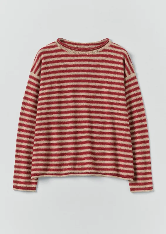 Stripe Lofty Alpaca Wool Sweater | Oatmeal/Red sold by TOAST