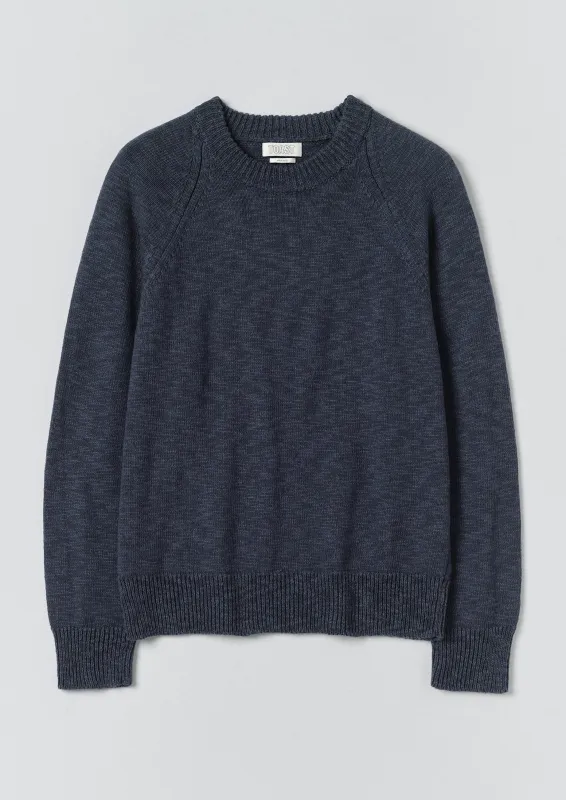 Linen Cotton Crew Neck Sweater | Denim Blue sold by TOAST