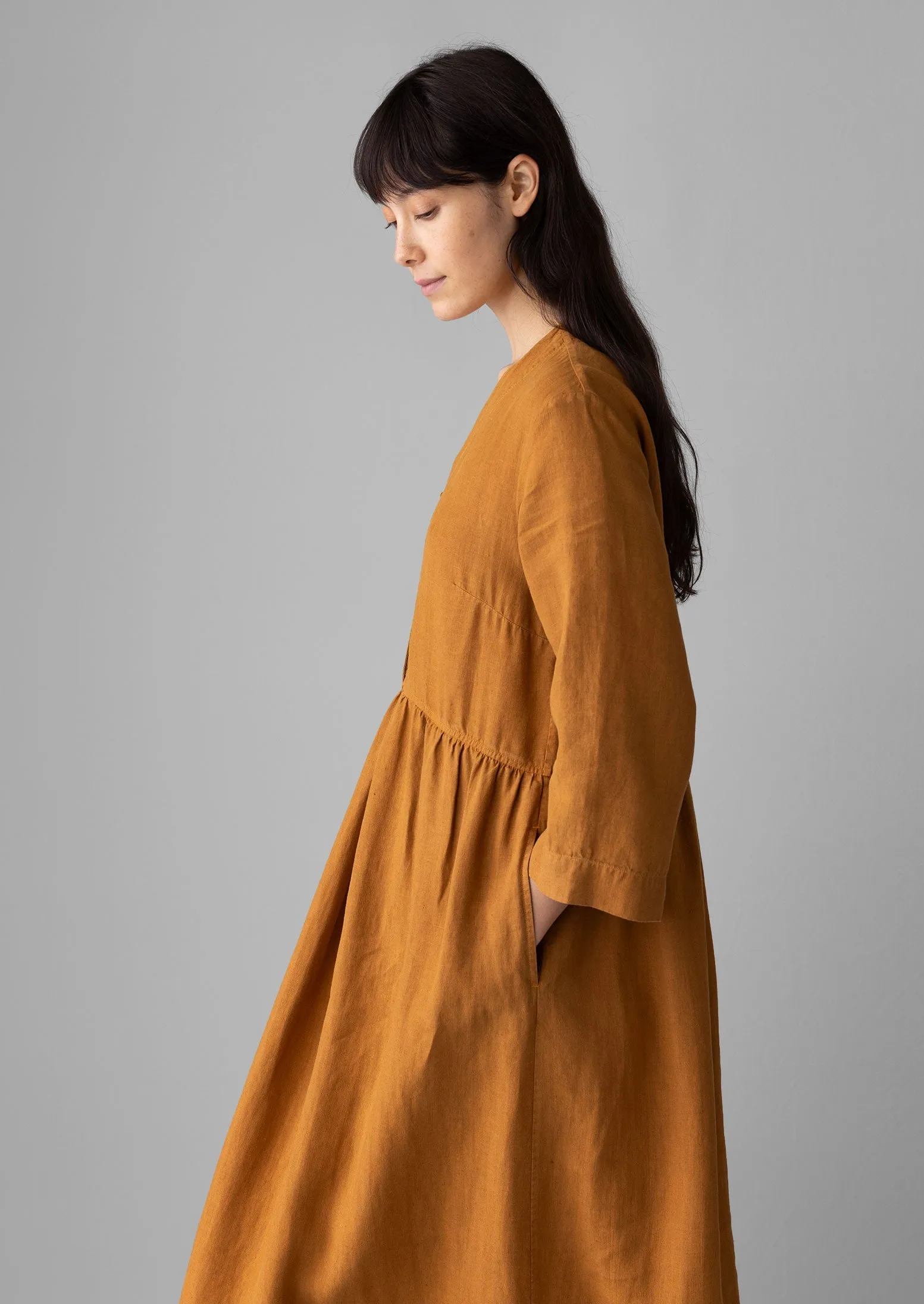 V-Neck Garment Dyed Linen Dress | Caramel sold by TOAST product image thumbnail 4