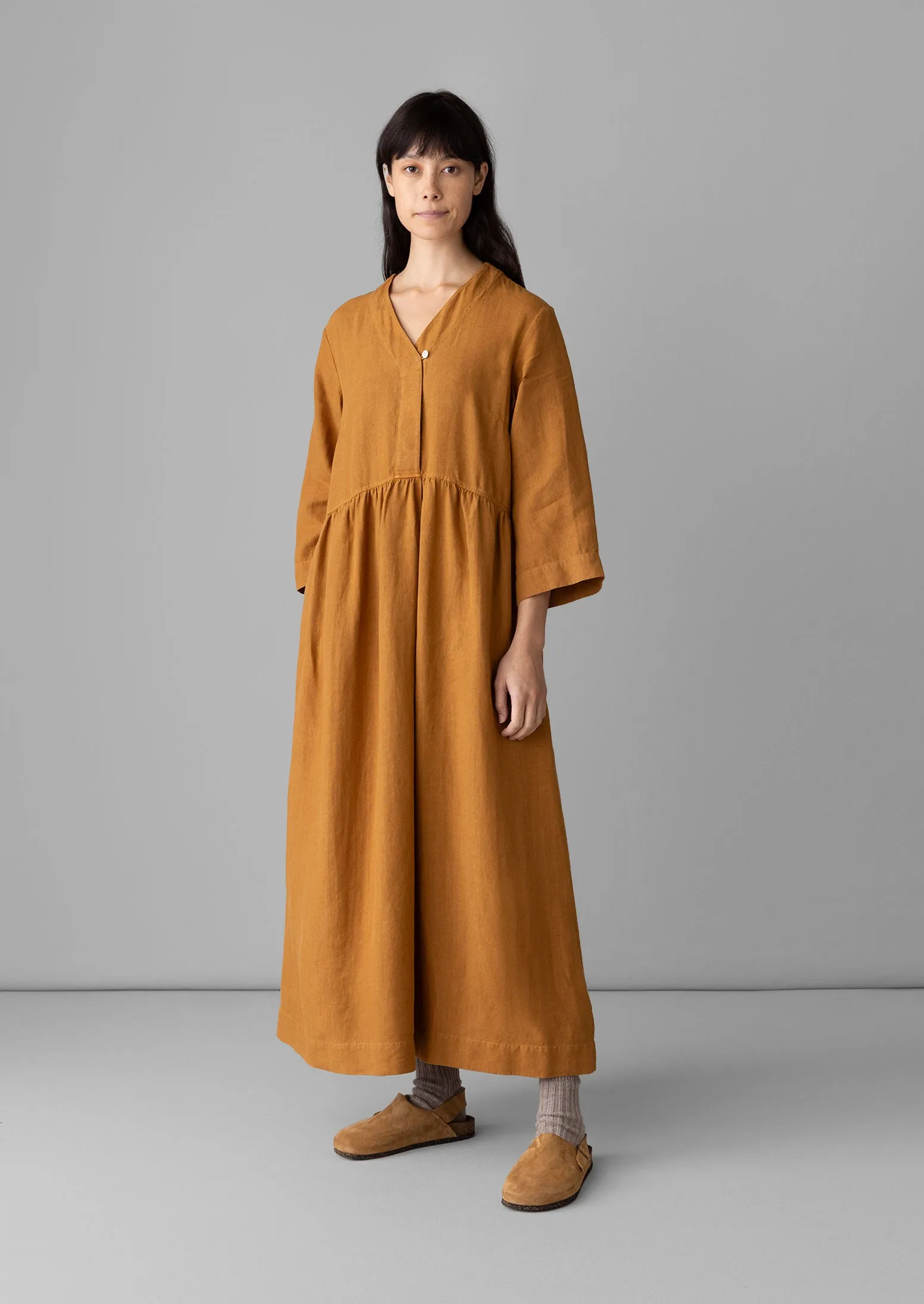 V-Neck Garment Dyed Linen Dress | Caramel sold by TOAST product image thumbnail 3