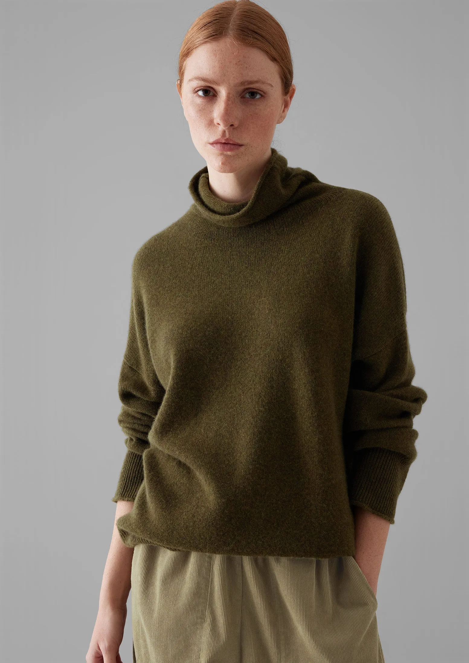 Roll Neck Wool Cashmere Sweater | Olive sold by TOAST product image thumbnail 2