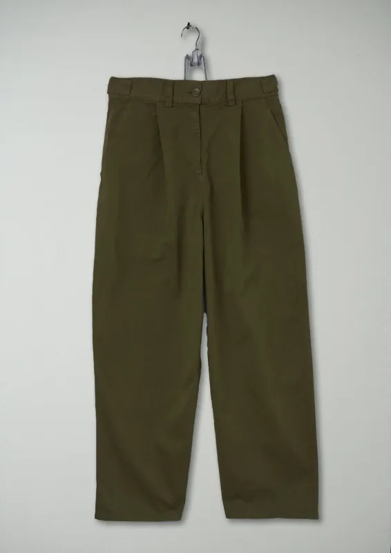 Reworn Side Tab Trousers Size 12 (1026) | Rich Olive made by TOAST