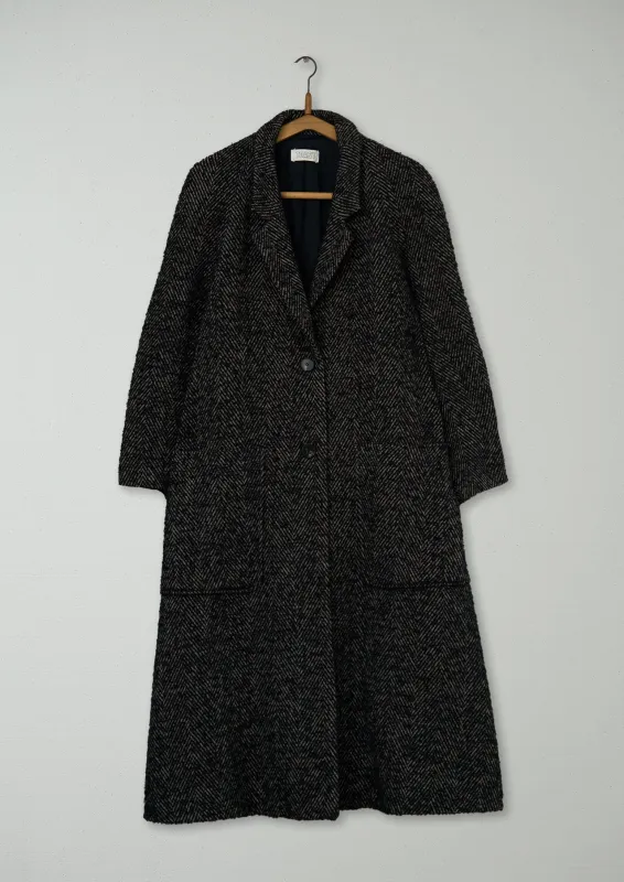 Reworn Wool Linen Tweed Coat Size 18 (079) | Indigo sold by TOAST