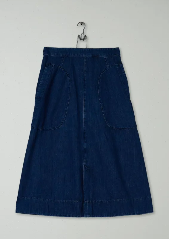 Reworn Denim Workwear Skirt Size 6 (275) | Indigo sold by TOAST