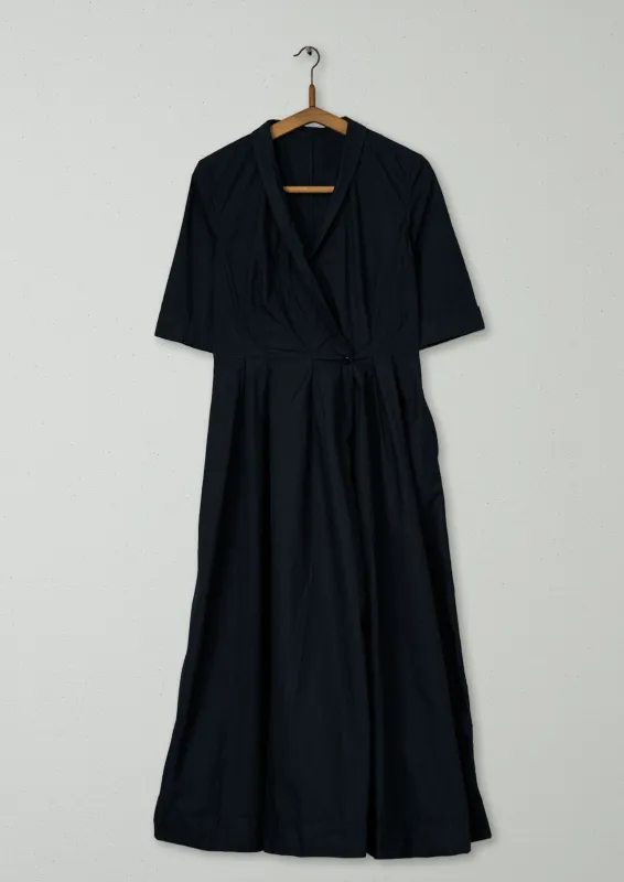 Reworn Poplin Wrap Front Dress Size 8 (1476) | Slate sold by TOAST