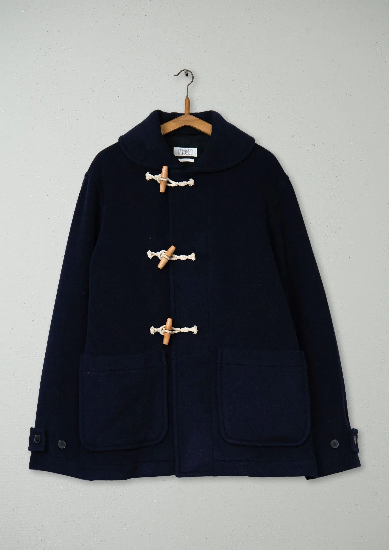 Reworn Short Melton Duffle Coat Size XL (032) | Dark Navy sold by TOAST